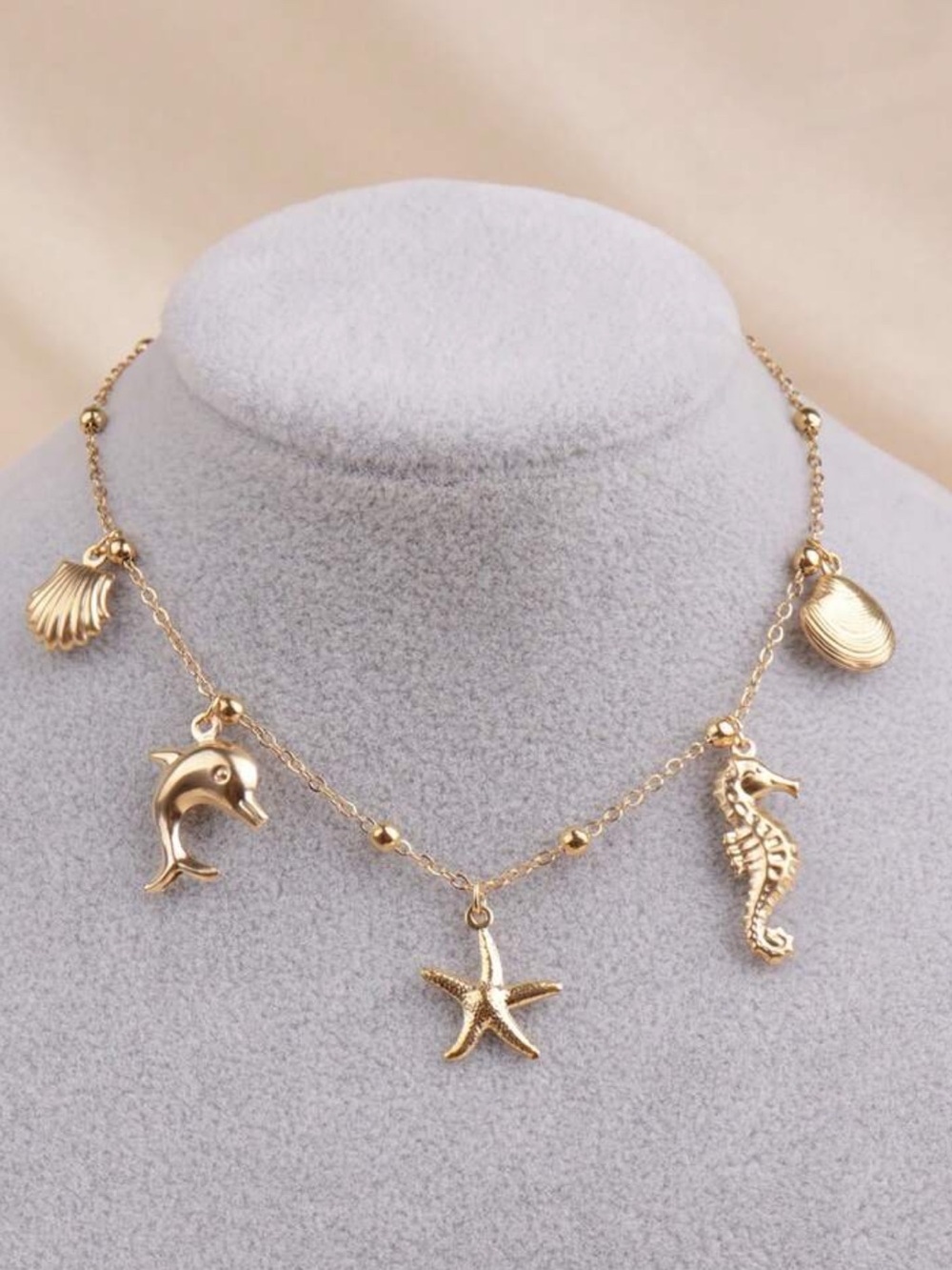 Gold Sea Life Charm Necklace - Women Jewelry